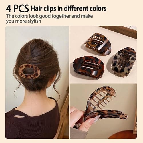4 Pack Flat Hair Claw Clips for Women Nonslip French Hair Clips for Thick, Thin, Long, or Short Hair Matte Neutral Colors Comfortable & Strong Hold for Daily Wear, Weddings thumbnail 6