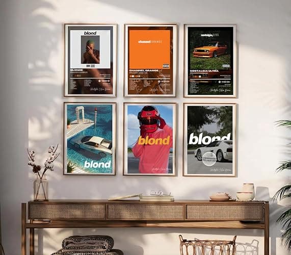 KAMUFF Frank Ocean Blond Poster Album Cover Posters Music Prints Wall Art For Bedroom Aesthetic Decor Set of 6,Unframed,8x12inch thumbnail 3
