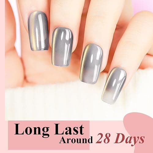 Bevimee Cat Eye Gel Nail Polish Set-10 Colors with Magnet Cats Eye Gel Polish Silver Pink Blue Jelly Glass Effect Crystal Glitter Cateye UV Kit Home Manicure DIY Nail Art thumbnail 5