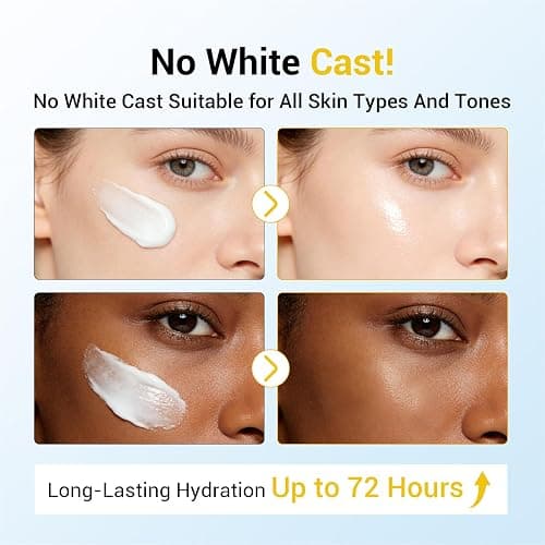 No Cast Moisturizing Sunscreen SPF50 PA++++ Collagen Facial Sunscreen Korean Sunscreen with Hyaluronic Acid, Oil Free, No White Cast Natural Sunscreen for All Sensitive Skin Type thumbnail 4