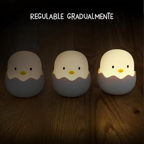 MegaLight Luz nocturna LED niños | Luz nocturna bebé sin piezas pequeñas tragables | Luz lactancia táctil regulable | Lámpara de noche carga USB | Eggy Eggy thumbnail 5