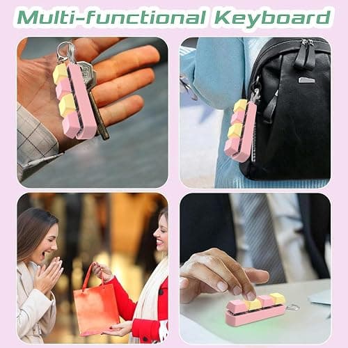 Keyboard Fidget, Keyboard Fidget Toy, 4 Button Fidget Keyboard Keychain Without Lights, Stress Relief Keyboard Clicker Fidget Decompression Gift for Adults Boys Girls (E) thumbnail 7