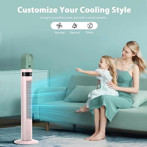 Antarctic Star Tower Fan Portable Electric Oscillating Fan (36 inch, Pink) | Quiet Cooling Remote Control Standing Bladeless Floor Fans 3 Speeds Wind Modes Timer for Bedroom Office thumbnail 3