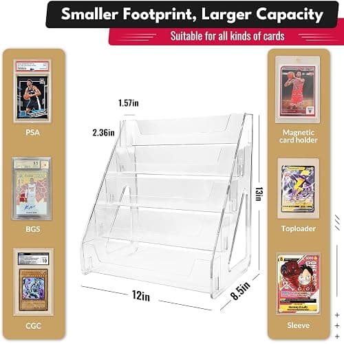 TrendTrust Trading Card Display Stand, Vertical Holder for Baseball Basketball Sports Graded Card Display Stand Tabletop for PSA BGS SGC Slabs, Snap-On Assembly(5 Tier, 1 Pack) thumbnail 2