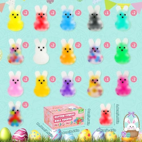 28Pack Easter Squishies,Easter Bunny Stress Balls for Adults,Easter Basket Stuffers,Bulk Squishy Easter Toys Stress Relief Fidget,Easter Egg Fillers Party Favors Gifts thumbnail 3