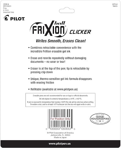 PILOT Frixion Erasable Pens, Fine Point 0.7mm Pack of 6 Black Retractable Ink Pens + 4 Bonus Refills thumbnail 6