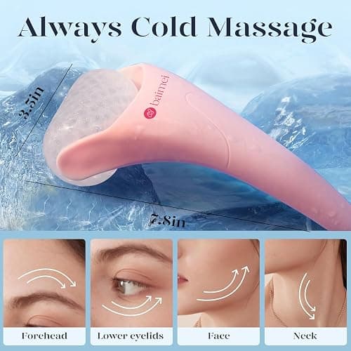 BAIMEI IcyMe Ice Roller for Face and Gua Sha Facial Tool Set, Ice Face Roller Reduces Puffiness Relieves Migraines Skin Care Tools, Self Care for Women - Pink thumbnail 5