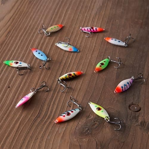 BASSDASH Ice Fishing Lure Kit Glowing Paint Jigs for Winter Ice Jigging Crappie Sunfish Perch Walleye Pike with Tackle Box thumbnail 6