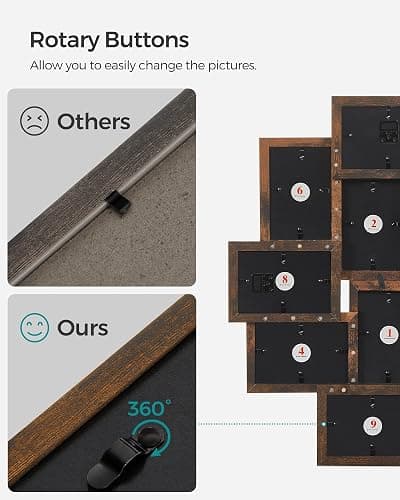 SONGMICS Collage Picture Frames, 4x6 for Wall Decor 10 Pack, Assembly Required, Rustic Brown URPF020X02 thumbnail 6