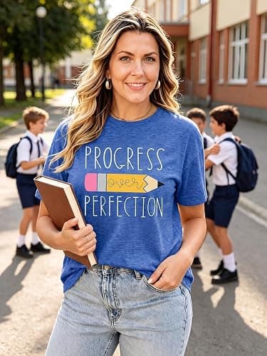 Womens Teacher Shirts Teach Them to Be Kind Teacher Life T-Shirt | Womens teacher shirts,crewneck short sleeve tops,Teach Them to Be Kind design,teacher life,classroom wear,Teacher's Day gift thumbnail 3
