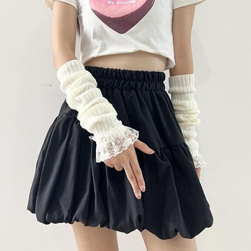 DUNKOING Cute Y2K Arm Warmers Kawaii Knitted Wrist Warmers Long Japanese Harajuku Goth Fingerless Sleeve for Women Girls thumbnail 4