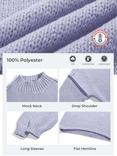 Haloumoning Girls Oversized Sweater Kids Batwing Long Sleeve Mock Neck Pullover Fall Clothes 5-14Y thumbnail 6
