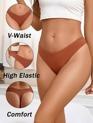 Sth Big Cotton Underwear for Women Breathable Sexy V-waisted Thongs Soft Stretchy Ladies Panties 9 Pack thumbnail 4