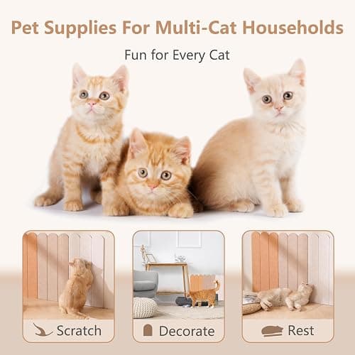 RizzQi Cat Scratcher, Wall Scratchers for Indoor Cats, Vertical Scratching Posts, Cat Scratching Board, 3 Pieces Set Cat Scratch Furniture Protector (Orange) thumbnail 7