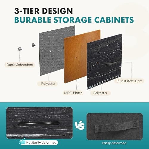 OLIXIS 9 Drawer Storage Dresser with Wood Top - Wide Fabric Chest Organizer for Bedroom, Closet, Living Room,Tower Cabinet, TV Stand, Hallway Entryway Furniture,Black Wood Grain thumbnail 5