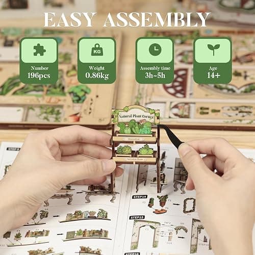 Fsolis Book Nook Kit, 3D Wooden Puzzles for Adults, 196 pcs, DIY Miniature Puzzle Room Kit Tiny House Bookshelf Decor Gifts for Women Teenagers Book Lovers (Green Life's Bookshop) thumbnail 6