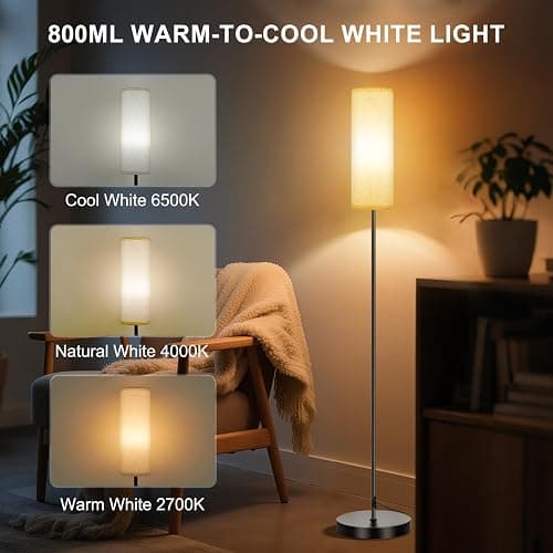 FRIDEKO HOME 2 Pack Floor Lamps for Living Room, Dimmable Colors Temperature & Brightness, 67" Modern Floor Lamp with Remote, Tall Standing Lamps for Kid Room Bedroom Office, Beige Shade 9W RGB Bulb thumbnail 3