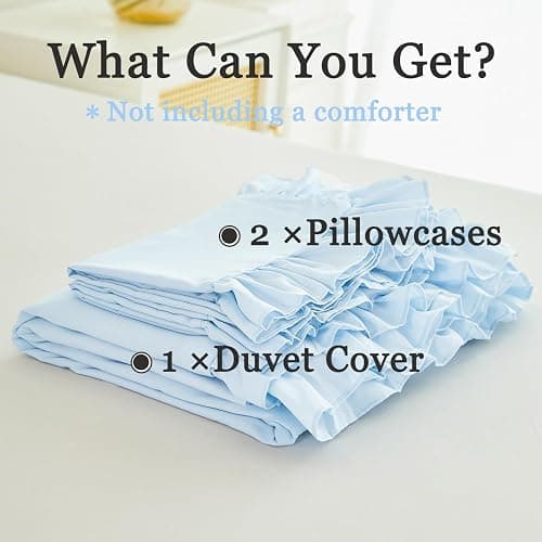ZSYAYAHA Twin Size Duvet Cover Set Light Blue Ruffle Comforter Covet Set for Girls Kids Teens 3 Pieces Soft Microfiber Bedding Set All Seasons(Light Blue, Twin) thumbnail 6