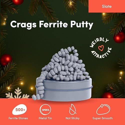 Speks Original Crags Ferrite Putty | 150+ Magnetic Stones in a Tin | Stress Relief Fidget Toy for Adults & Teens | Stocking Stuffer Neutral Slate, Small thumbnail 2