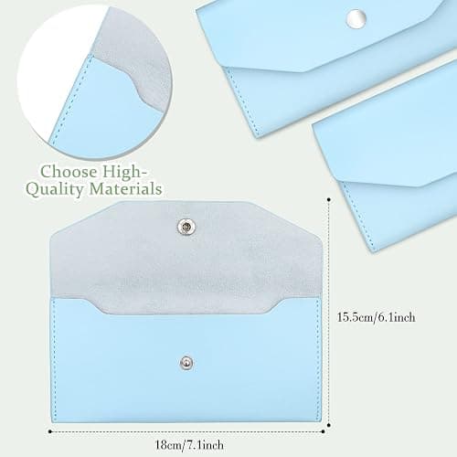 Frienda Cash Envelope Wallet PU Leather 7 x 3.5 Inch Reusable Budget Money Pouch Envelope Organizer 8 Cash Dividers 2 Sheets Category Sticker Labels for Wallets Bill Planner(Blue,Classic) thumbnail 4