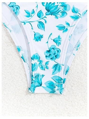 SHENHE Women's 3 Piece Floral Bikini Set with Wrap Coverup Halter Triangle Swimsuits thumbnail 5