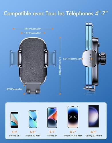 Mohard Support Telephone Voiture, [Jamais de Chute] Ultra Robuste Porte Telephone Voiture Orientable à 360°, Accroche Téléphone Voiture Ventouse Ensembles d'Intérieurs pour 4-7" Smartphones thumbnail 7