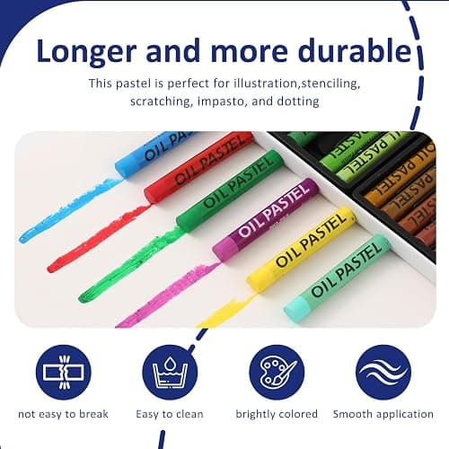 PABLUE Oil Pastels 48 Colors, Soft Oil Pastel Crayons for Drawing Blending,Layering, Shading, Art Supplies Gift for Artists, Beginners thumbnail 3