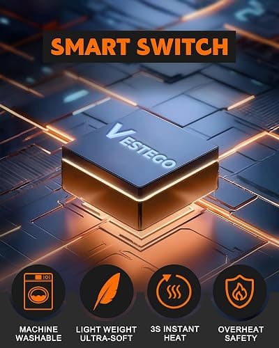 Vestego Heated Jackets for Women, Heated Jacket with 12V 20000mAh Battery Pack, 6 Heating Zones, Black thumbnail 5