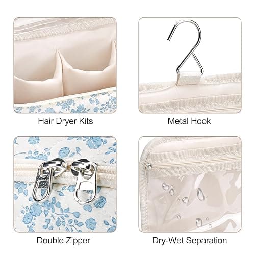 idoltimes Quilted Hair Tools Travel Bag, Cute Portable Organizer Case with Hanging Hook, Compatible with Dyson Airwrap Styler,Hair Curler Accessories thumbnail 4
