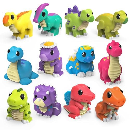 Tub Works® Dinosaur Mold Free Bath Toys, 12 Pack | Sealed, No Hole Bath Toys Design Keeps Moisture Out | Soft, Squeezable & Float on Water | Easy-Grip Baby & Toddler Bath Toy Set | Baby Pool Toys - Image 1
