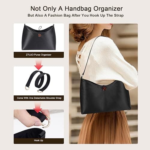 ZTUJO Purse Organizer Insert For Coach Brooklyn 28 and 39 (Black, For Brooklyn 28) thumbnail 4