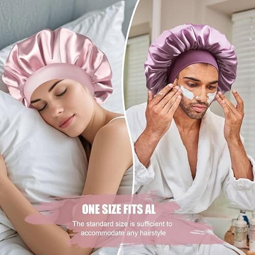 Doitory Satin Silk Bonnet for Sleeping, Soft Satin Lined Hair Bonnet for Women, Double Layer Sleep Nightcap thumbnail 6