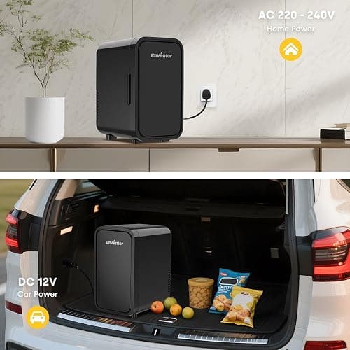 Enventor Mini Fridge 6 Litre/ 8 Can, AC+12V DC Power, Portable Cooler & Warmer, Small Fridge for Bedrooms, Car, Skincare, Fruit and Drinks, Black thumbnail 6