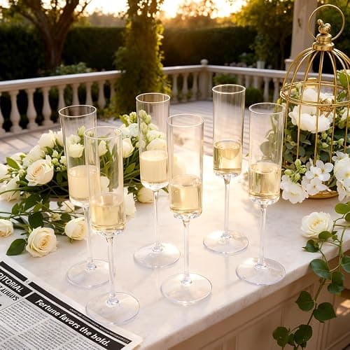 Ciaell 24 Pack Plastic Champagne Flutes - Clear 6 Oz Disposable Champagne Glasses - Square Plastic Toasting Glasses for Party Birthday Anniversary Wedding thumbnail 6