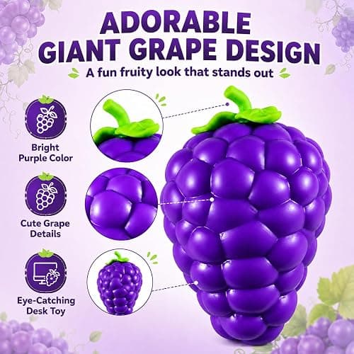 Giant Grape Squishy Toy, Slow Rising Stress Relief for Adults | Super Soft Slow Rising Grape Stress & Anxiety Relief Toy Durable, Washable, Reusable Great Gift thumbnail 6