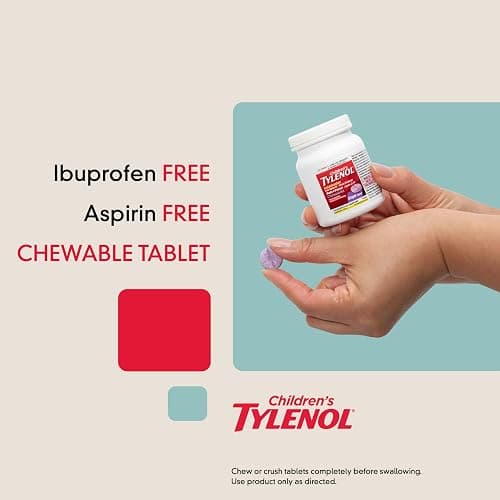 Children's Tylenol Chewables, 160 mg Acetaminophen, Grape, 24 ct | Pain Reliever & Fever Reducer, Cold + Flu Symptoms, Headache, Sore Throat & Toothache thumbnail 4