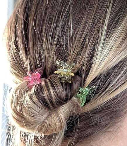 Glitter Mini Butterfly Hair Clips, Sparkly Colorful Hair Accessories for Girls and Women - 90s Y2K Cute Small Hair Claw Clips, 10 Assorted Colors, Set of 100 (Glitter) thumbnail 6