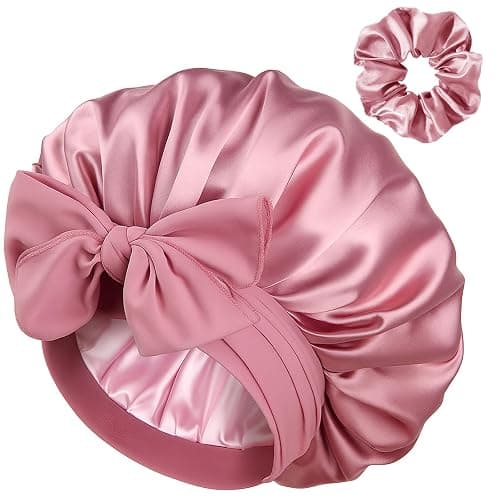 Yanibest Satin Silk Bonnet for Sleeping Women, Double Layer Hair Bonnet with Elastic Tie Band for Curly Natural Hair - Image 1