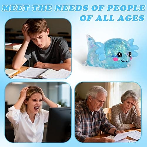 Axolotl Squishy Stress Ball, Soft TPR Slow Rising Squeeze Toy, Cute Axolotl Fidget Toy for Stress Relief, Anxiety Calming Sensory Toy for Kids Adults(Blue Lie Axolotl) thumbnail 6