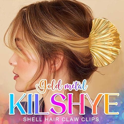 Kilshye Shell Hair Claw Clips Gold Metal Hair Clips Seashell Hair Accessories for Women (Pack of 2) thumbnail 3