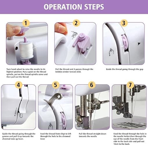 Beginner Sewing Machine,mini Sewing Machine Portable Electric Sewing Machine,12 Stitches Sewing with LED Light, Accessory Kit, Ideal for Clothing,Pillowcases,Sheet. thumbnail 6