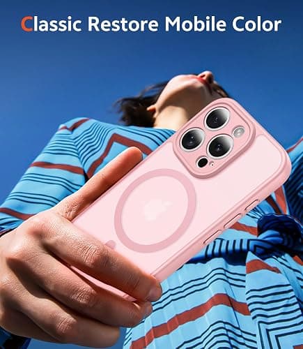 FNTCASE for iPhone 15 Pro Case: Matte Magnetic Phone Cases with Screen Protector Compatible with Magsafe Slim Anti Yellowing Rugged Shockproof Protective Translucent Cell Phone Cover (C-Pink) thumbnail 7