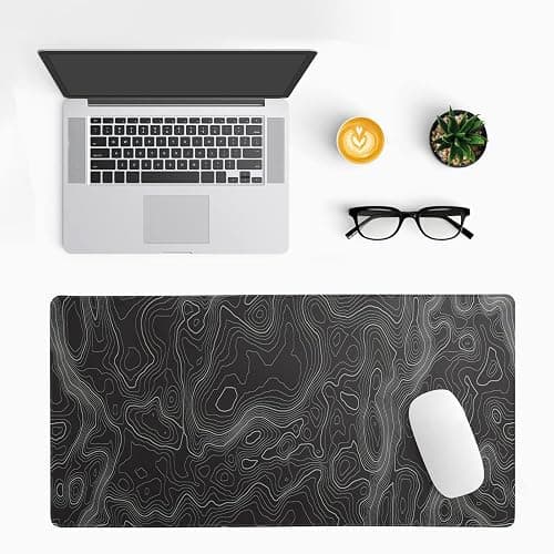 Topographic Contour Extended Big Mouse Pad Large,Gaming Mouse Pad Desk Pad,27.6x11.8 Inch Long Computer Keyboard Mouse Mat Mousepad with 3mm Non-Slip Base and Stitched Edge for Gaming and Office thumbnail 2