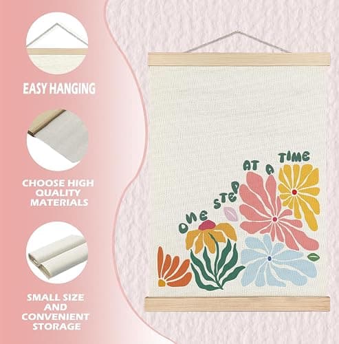SPBL&L Boho Floral Mental Health Wall Art Poster Hanger Frame, One Step at a Time Motivational Quote Hanging Canvas Pictures Prints Wall Decor for Therapy Counselor Office, 12x16 Inch thumbnail 5