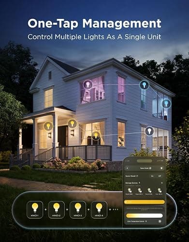 Govee Edison Bulbs, G25 Smart Vintage Light Bulbs, RGBWW, E26 Base 4 Pack | RGBWW and Tunable White, Compatible with Matter, Alexa & Google Assistant, Vanity light bulb for Living Room Kitchen thumbnail 8