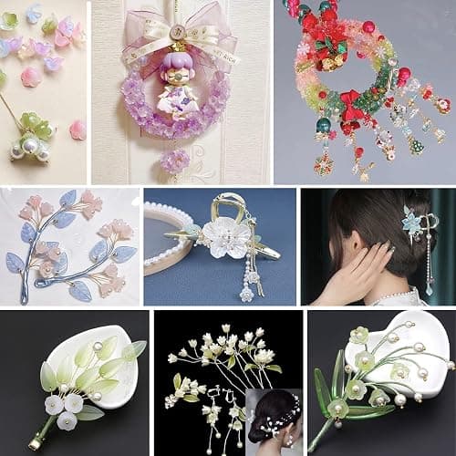 LadayPoa 100pcs Glass Bellflower Beads for Jewelry Making Mixed Color Trumpet Flower Beads Gradient Clear Cute Beads for Bracelets Making Aesthetic Beads Charms for DIY Necklace Decoration Gifts thumbnail 3