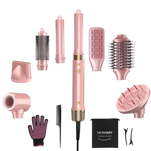 Mythsight StyleVibe 8-in-1 Air Styler, Hair Dryer & Blow Dryer Brush with Auto Wrap Curl L/R, Fast Drying, Smooth Blowouts, Root-Lift Volume, No Heat Damage Frizz-Free Thermal Brush with Travel Bag - Image 1