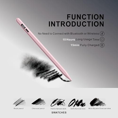 Stylus Pen for iPad 2025-2018 with LED Power Display, 15Mins Fast Charge,Tilt Sensitivity Pencil for iPad 10/9/8/7/6th,11th A16,Air 11/13 M2/M3,Pro 11/13 M4,Pro 12.9",Air 5/4/3,Mini 7/6/5 (Pink) thumbnail 7