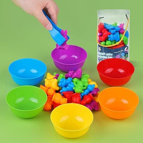 BBLIKE Montessori Education Set: Kids Animal Sorting Toy with Bowl, Tweezers & Color Sorting Math Toys for 2-6 Year Olds thumbnail 5