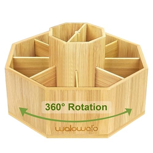 walowalo Bamboo Rotating Art Supply Organizer Holds 800+ Pencils Spinning Crayon 160 Marker Organzier Holder Christmas Gift Desk Brush Storage for Office Classroom Organization Stationary (Larger VER) thumbnail 3